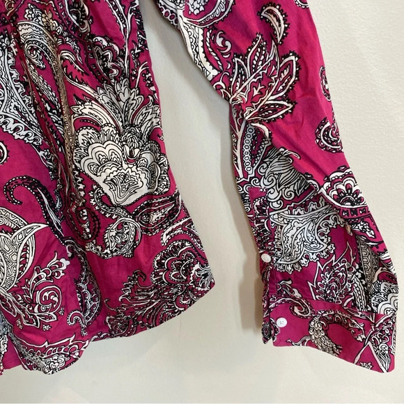 Talbots Haberdashery Button Down Blouse Stretch Paisley Size 16 Petite - Picture 3 of 5